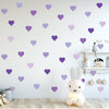 36 Purple Heart Wall Decals,  Repositionable Fabric Heart Wall Stickers - Wall Dressed Up