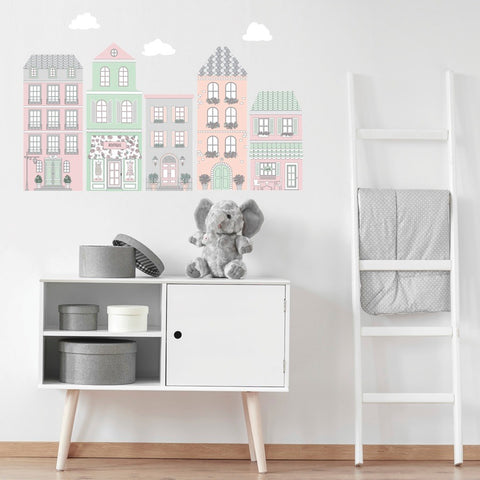 European Style Town Wall Decals, Girls Wall Stickers, Eco Friendly Cityscape Wall Decals