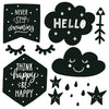 Scandinavian Decals, Black and White, Sleepy Eyes, Clouds, Arrow, Stars, Fabric Wall Decals - Wall Dressed Up