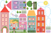 Unisex Busy Town Decals, Girls and Boys Town Decals w/ Adventure Cars plus 30 ft Straight and Curved Gray & White Road Wall Stickers