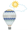 Large Town Wall Decals, Hot Air Balloons & Cloud Wall Decals, Nursery Wall Decals, Eco Friendly Removable Wall Stickers Col. 2