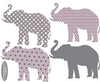 Eight Patterned Gray and Baby Pink Elephant Wall Decals, Eco-Friendly and Reusable Decals - Wall Dressed Up