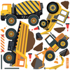 Construction and Emergency Vehicle Wall Decals with Straight and Curved Gray Road - Wall Dressed Up