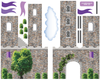 Purple Fairytale Princess Stone Castle Wall Decals with Turrets and Flags - Wall Dressed Up