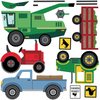 Four Farm Vehicle Wall Decals, Eco-Friendly Reusable Fabric Wall Stickers - Wall Dressed Up