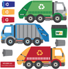 Wall Decals Garbage Trucks & Recycling Trucks with Straight Gray Road - Wall Dressed Up