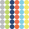 36 Polka Dot Wall Decals, Navy Orange Gray Yellow Green Eco-Friendly 4" Dot Fabric Wall Stickers - Wall Dressed Up