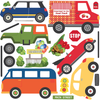 Busy Transportation Town Wall Decals with Adventure Cars and Straight Gray Road - Wall Dressed Up