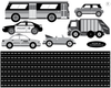 Cityscape Wall Decal, Black and White City Skyline Wall Decal with Cars and Straight Black Road