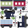 Navy Caboose Freight Train Wall Decals Straight & Curved Railroad Track (Right Facing) Col. 2 - Wall Dressed Up