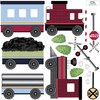 2 Freight Train Wall Decals with Straight and Curved Railroad Track Color 2 - Wall Dressed Up
