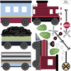 Red Caboose Freight Train Wall Decals with Straight RR Track (Left Facing) Col.2 - Wall Dressed Up