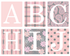 Gray and Millennial Pink Alphabet Block Wall Decals, Fabric Wall Stickers - Wall Dressed Up