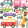 Girl's Dollhouse Town Wall Decals, Hot Air Balloons, Cars, and Straight & Curved Purple Road - Wall Dressed Up