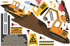 Four Construction Vehicle Wall Decals with Straight Gray Road and Large Construction Site Wall Decals - Wall Dressed Up