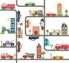 Busy Transportation Town Wall Decals, Eco-Friendly Reusable Wall Stickers - Wall Dressed Up
