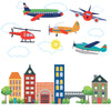 Airplanes, Helicopter & Transportation Town Wall Decals, Eco-Friendly Reusable - Wall Dressed Up