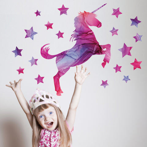 Unicorn Wall Decal, Horse Decal, Star Decals, Eco Friendly Fabric Wall Stickers - Wall Dressed Up