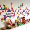 45 Mod Bright Multicolor Triangle Wall Decals, Eco-Friendly Repositionable Fabric Decals - Wall Dressed Up