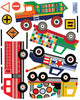 Cars, Trucks, EMS and Construction Vehicle Wall Decals plus Gray Road Curved and Straight - Wall Dressed Up