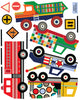 Busy Transportation Town Wall Decals, Cars, Trucks, EMS Vehicles plus Gray Road Curved and Straight - Wall Dressed Up