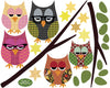 Five Owls on Branch Wall Decals, Eco-Friendly Fabric Wall Stickers - Wall Dressed Up