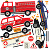 Fire Station Wall Decal, Fire Engine Wall Sticker, 5 Emergency Vehicles plus 15 Ft of Straight Road