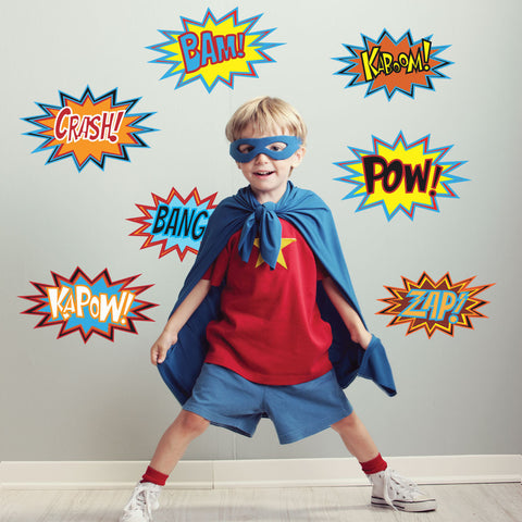 Superhero Comic Sayings Wall Decals Pow Zap Bam Hero Comics - Wall Dressed Up