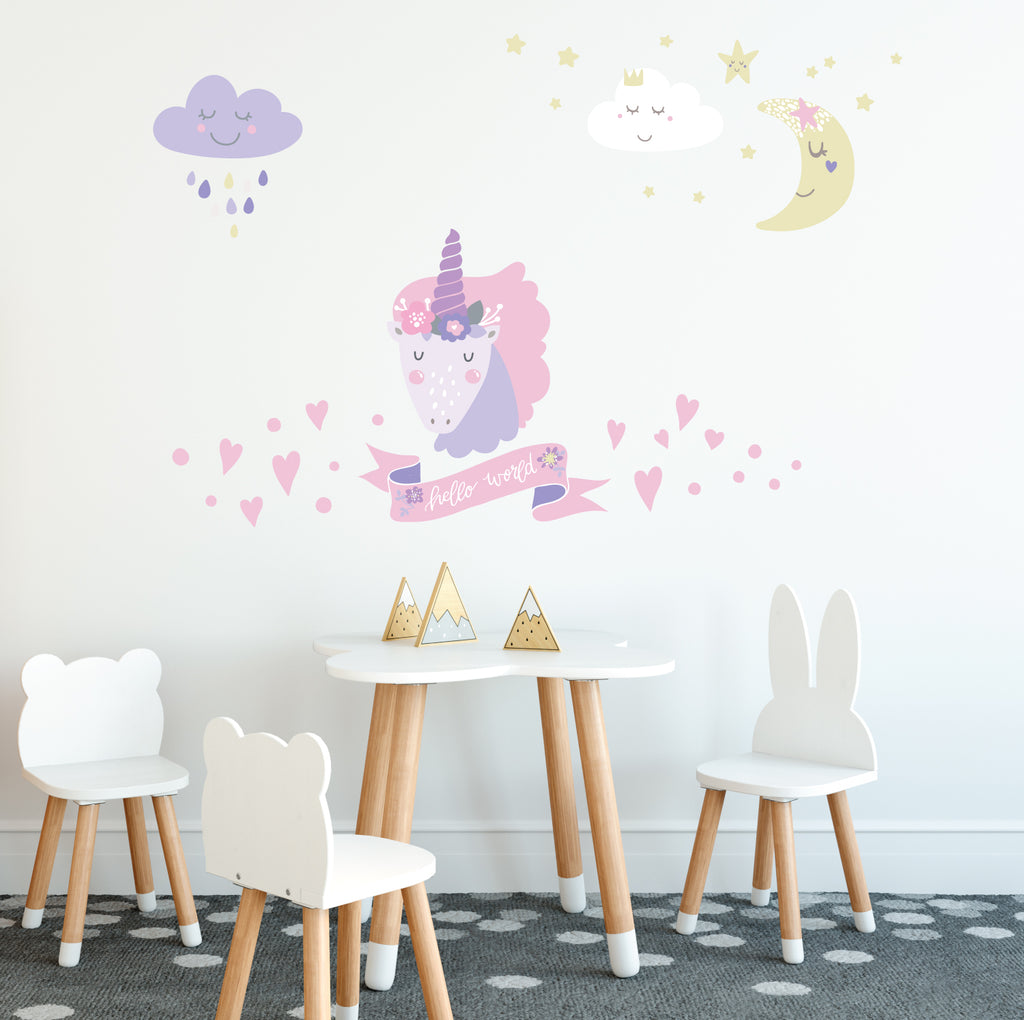 Unicorn Fabric Wall Decal - Hand Drawn Unicorn Magic