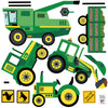 Green Tractors and Farm Truck Vehicles plus Straight and Curved Road, Tractor Wall Stickers Eco-friendly Wall Stickers