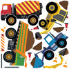 Multicolor Construction Site Decals plus 4 Construction Truck Wall Decals with Road  Wall Dressed Up