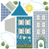 Large Town Wall Stickers and Adventure Car Wall Decals with 2 sheets Straight Gray Road, Removable & Reusable Decals