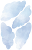 Large Blue Watercolor Cloud Wall Decals, Clouds Wall Stickers, Nursery Wall Decals