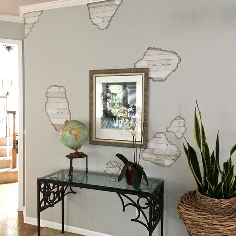Wall Decals Faux Shiplap Weathered White Wood Breakaway Repositionable Fabric Decals - Wall Dressed Up