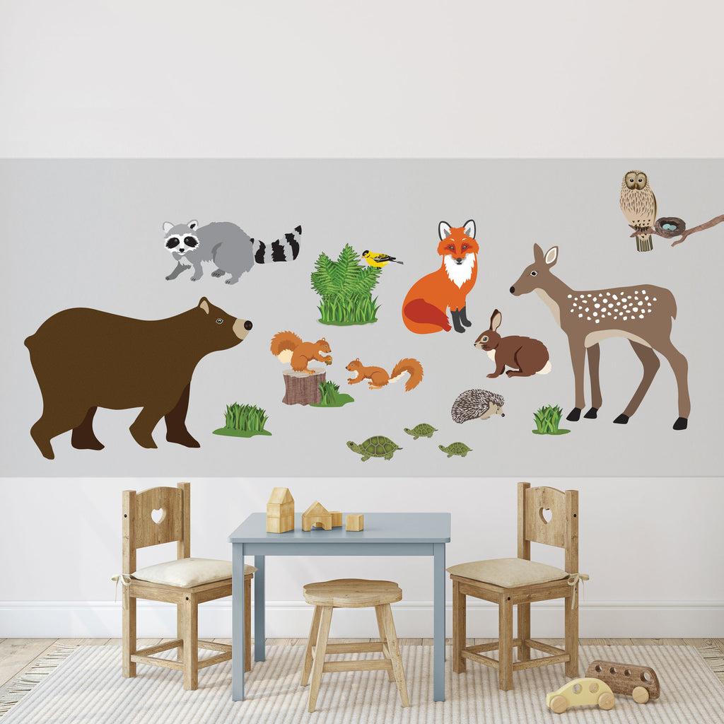 Forest Animals Fabric Wall Decal, Woodland Animals Set - Peel and Stic –  RoyalWallSkins