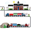 2 Freight Trains, Train Station and Tunnel Wall Decals with Straight & Curved Railroad Track Col.1
