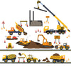 Four Construction Vehicle wall decals with Straight Gray Road and Large Construction Site Wall Decals - Wall Dressed Up