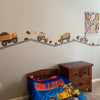 Four Construction Vehicle Wall Decals with Straight Gray Road, Eco-Friendly Fabric Wall Stickers - Wall Dressed Up