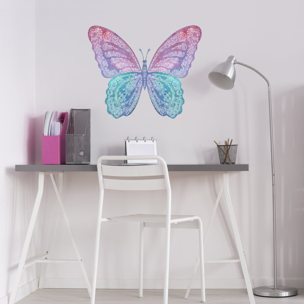 Large Watercolor Butterfly Wall Decal Reusable Fabric Butterfly Wall 