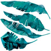 8 Medium Banana Leaves Blue Green Wall Decals, Eco Friendly Tropical Decals - Wall Dressed Up