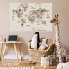 animal world map wall sticker