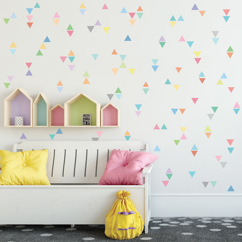 96 Mini Rainbow Pastel Triangle Wall Decals, Eco-Friendly Wall Stickers - Wall Dressed Up