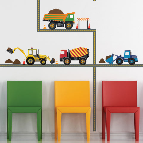 Construction Wall Decals Four Construction Vehicle Wall Decals, Construction Wall Stickers