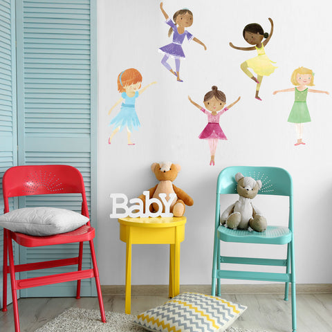 Five Large Dancing Ballerina Wall Decals, Eco-friendly Ballet Wall Stickers- Wall Dressed Up