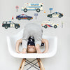 Five Police Vehicle Wall Decals with Straight Road, Eco-Friendly Wall Stickers - Wall Dressed Up