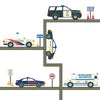 Five Police Vehicle Wall Decals with Straight Road, Eco-Friendly Wall Stickers - Wall Dressed Up