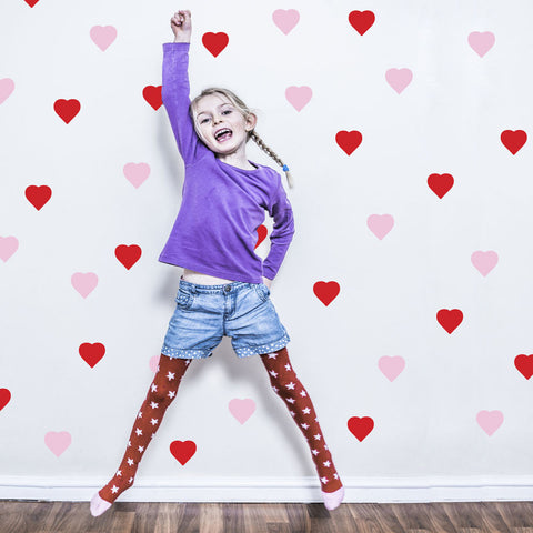 36 Pink and Red Valentine Heart Wall Decals - Wall Dressed Up