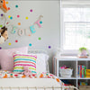 2 inch Rainbow Colors Polka Dot Fabric Wall Decals Repositionable, Peel and Stick