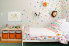 2 inch Rainbow Colors Polka Dot Fabric Wall Decals Repositionable, Peel and Stick