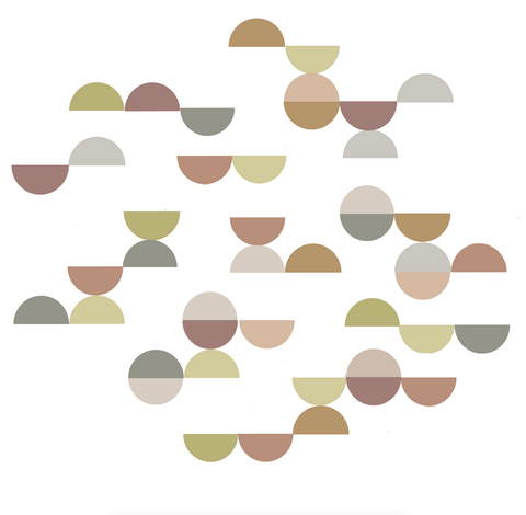 Mid Century Modern Smaller Size Semi Circle Wall Decals Colorway 2, Reusable Geometric Wall Stickers